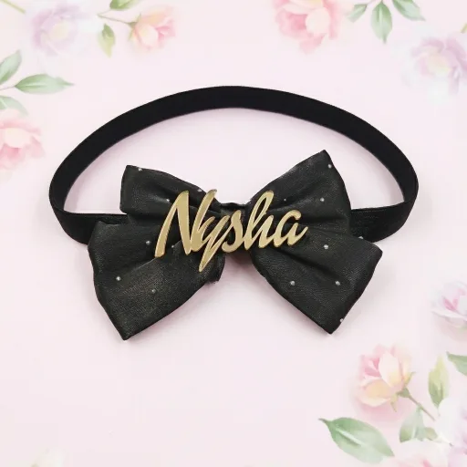 Personalized Newborn Name Hairband Color: Black