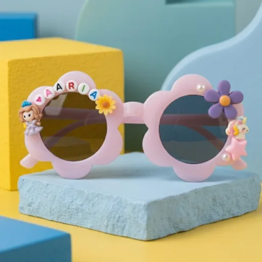 Personalized Flower Sunglasses for Kids – Custom Name UV Protection Shades (Size 6+ Yrs)
