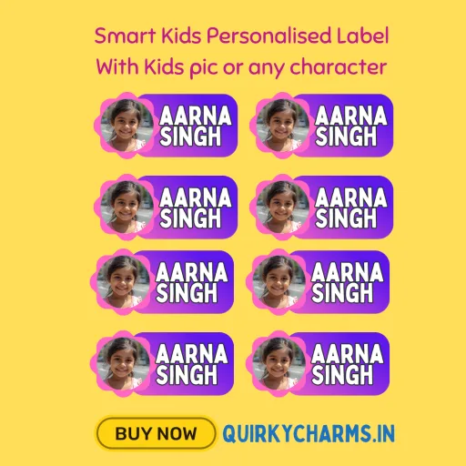 Smart Kids Personalized Name Labels with Photo or Favorite Character - 8 Stickers