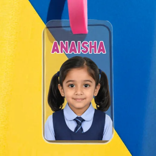 Personalized Kids Photo Bag Tag with Name | Custom School Bag Tag