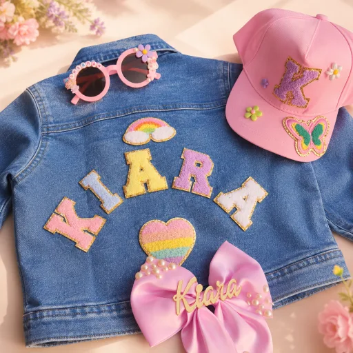 Sister Rakhi Gift Set | Custom Denim Jacket, Cap, Sunglasses & Hair Bow Hamper