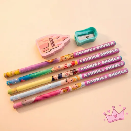 Personalized Princess Stationery Set | Pack of 10 Personalized Pencils | Princess Dreams Collection