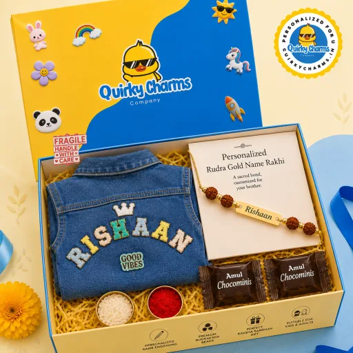 Personalized Brother Rakhi Hamper with Custom Denim Jacket
