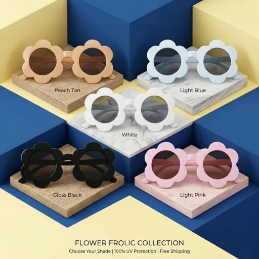 Personalized Flower Sunglasses for Kids – Custom Name UV Protection Shades (Size 6+ Yrs) image 2