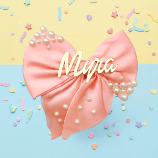 Personalized Pearly Hairbow Color: Peach