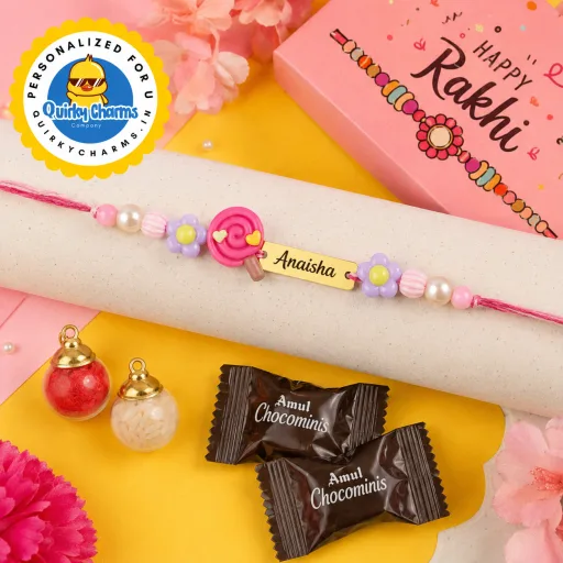 Personalized Little Princess Rakhi Hamper for Sister | Cap, Sunglasses & Name Rakhi Gift Box image 2