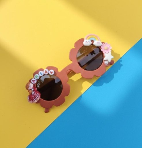 Personalized Sunglasses - Flower Age: 1-7, Color: Rust Orange, Gender: Girl